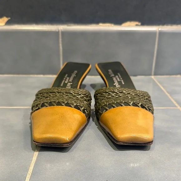 Women's Woven Green Mules - Picture 3 of 5